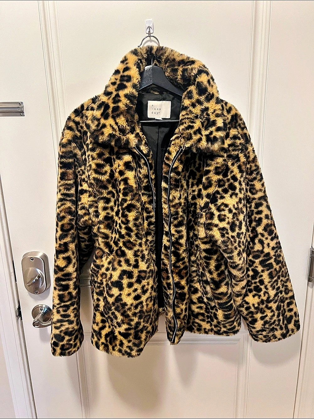 a new day Leopard Print Faux Fur Jacket XL Like New